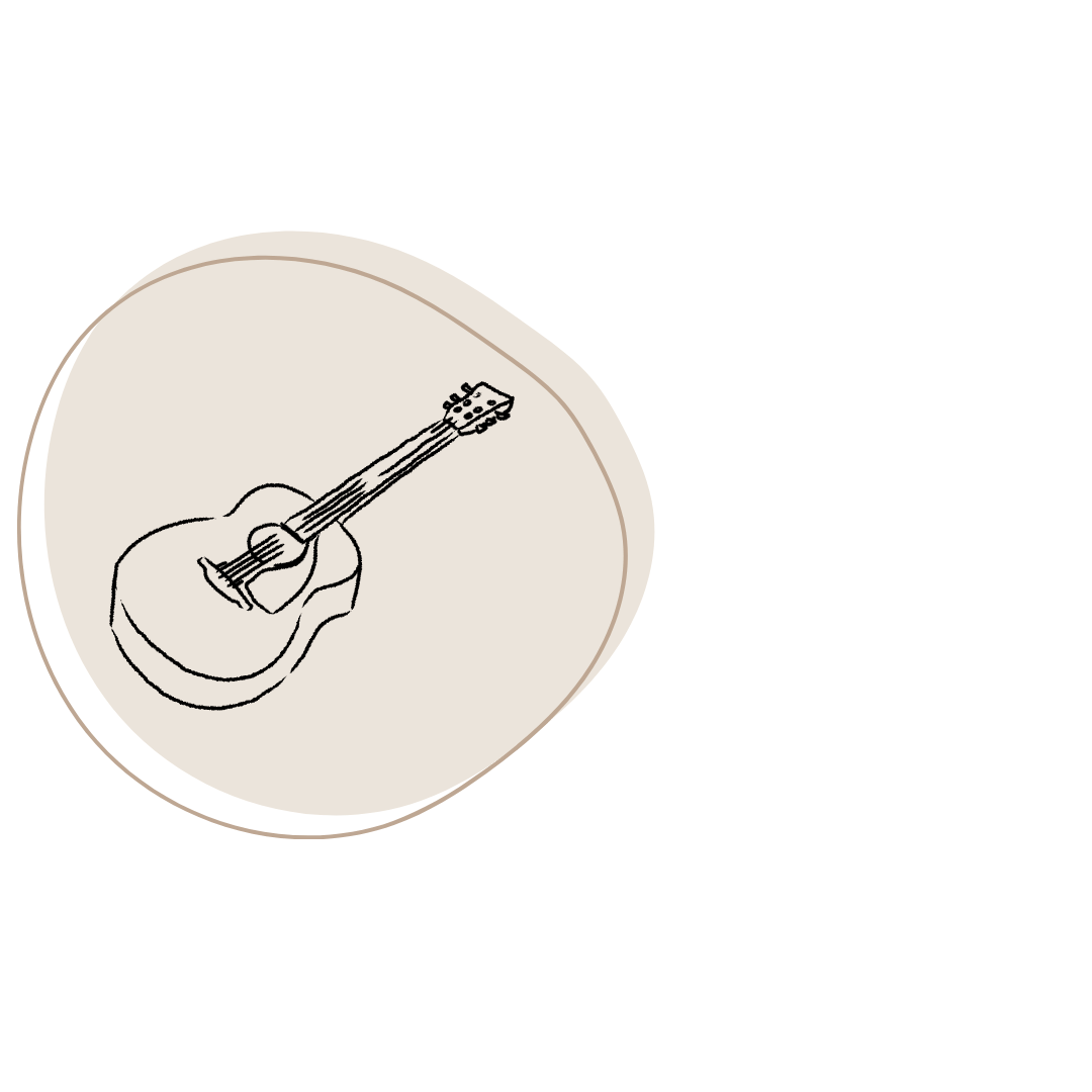 Von Hand gezeichnete Bleistiftskizze von einer Akustikgitarren.