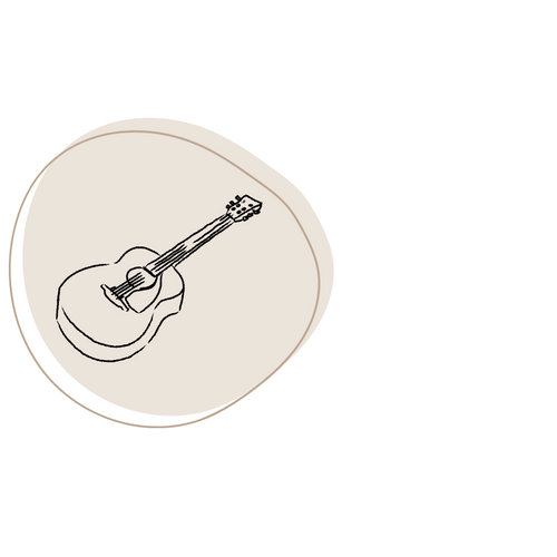 Von Hand gezeichnete Bleistiftskizze von einer Akustikgitarren.